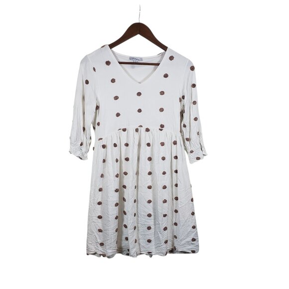 Polagram White Babydoll Midi Dress Women S Flowy LongSleeve Cottagecore Coquette - Picture 1 of 10